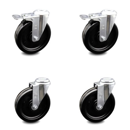 Service Caster 6 Inch Phenolic Wheel Swivel Bolt Hole Caster Set with 2 Total Lock Brake SCC SCC-BHTTL20S615-PHS-2-S-2